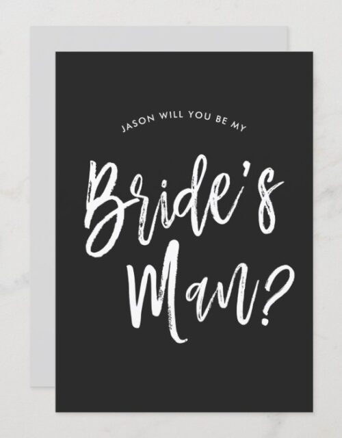 Bride's Man Request | Black Script Customizable Invitation