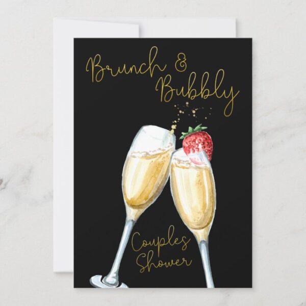 Brunch Bubbly Strawberry Champagne Couples Shower Invitation