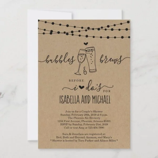 Bubble & Brew Before I Do Couple Shower Invitation