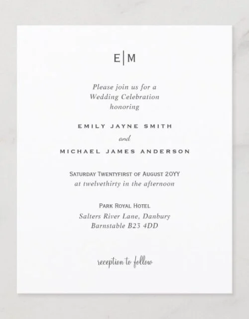 Budget Black White Modern Simple Elegant Wedding