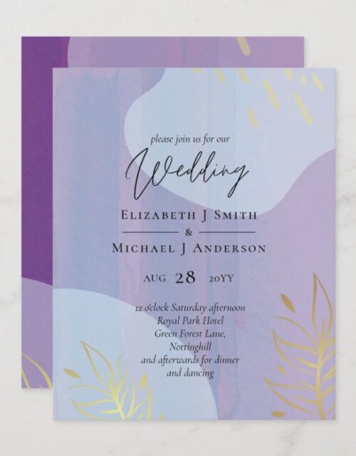 BUDGET Wedding Mauve Lavender Purple Gold Abstract