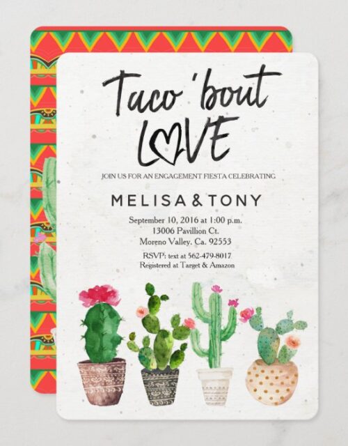 Cactus engagement party Invitation Taco Bout Love
