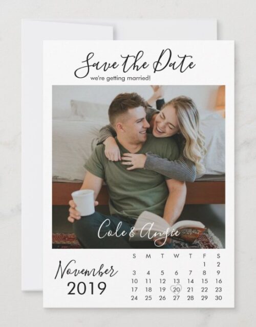 Calendar Style Save The Date with Picture