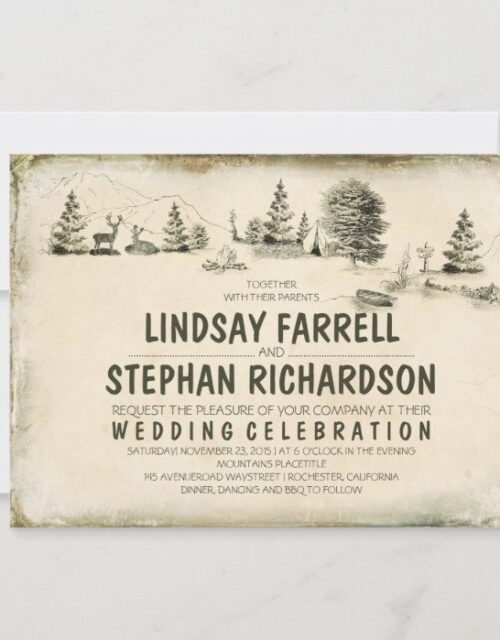 Campground Illustration Camping Wedding Invitation