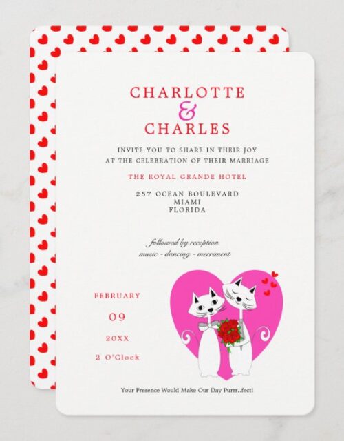 Cat Lovers Bride | Groom Purrr..fect Wedding Invitation