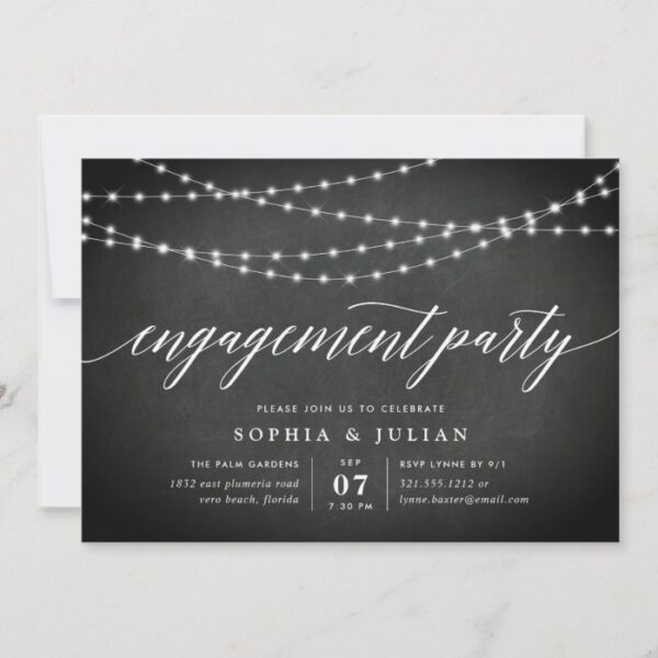 Chalkboard Garland Engagement Party Invitation
