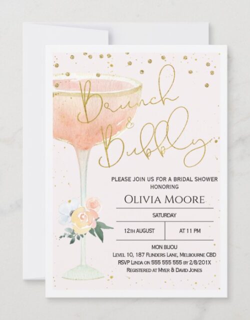 Champagne Brunch Bubbly Bridal Shower Invitation
