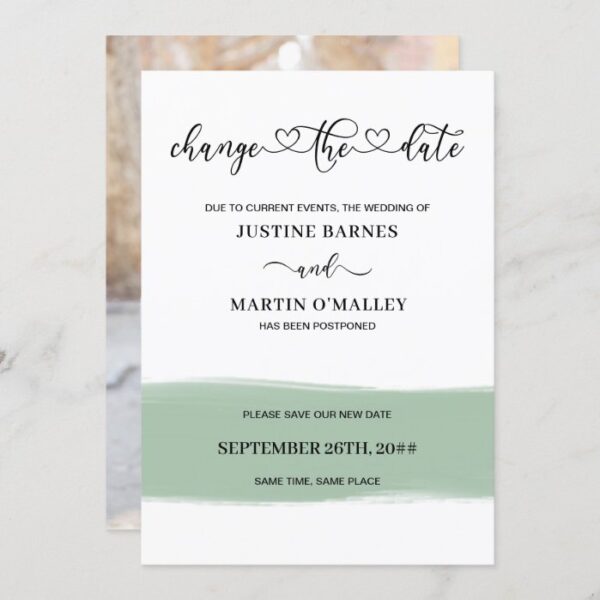 Change the Date Brushstroke Save Our New Date Invitation