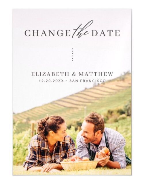 Change The Date Minimalist Chic Photo Wedding Magnetic Invitation