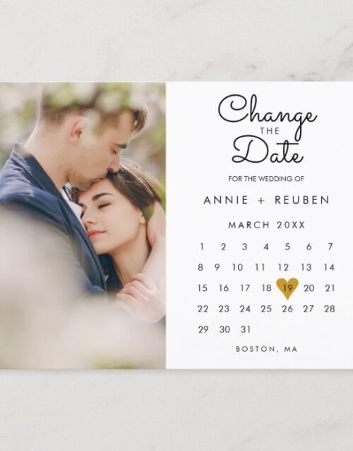 Change the Date Postponed Calendar Photo Announcement Postcard