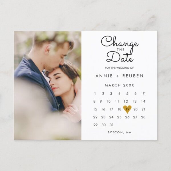 Change the Date Postponed Calendar Photo Announcement Postcard