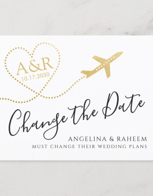 Change the Date Travel Destination Wedding Announcement Postcard