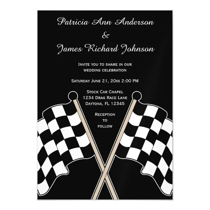 Checkered Flag Auto Racer Racing Sports Wedding Magnetic Invitation