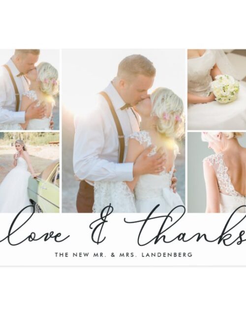 Chic Gratitude | Wedding Photo Collage Thank You Postcard