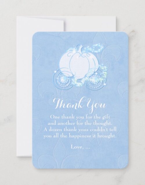 Cinderella Carriage Blue Fairytale Thank You Card