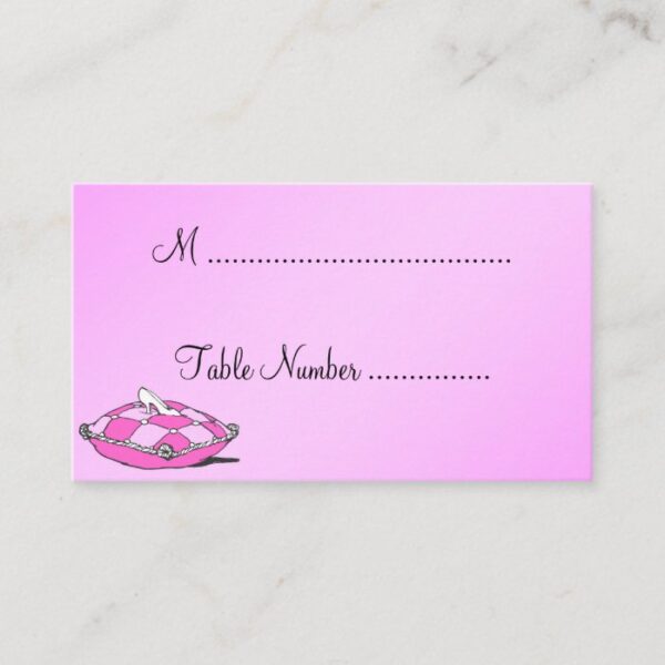 Cinderella Slipper Pink Custom Table Place Cards