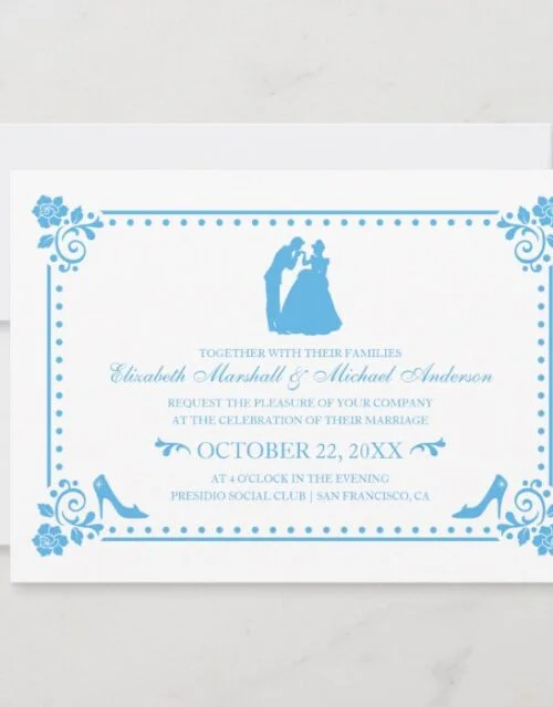 Cinderella Wedding | Silhouette & Flowers Invite