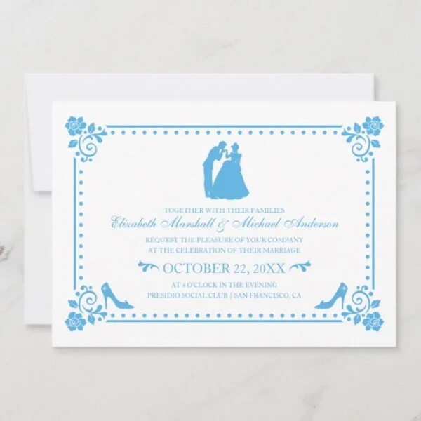 Cinderella Wedding | Silhouette & Flowers Invite