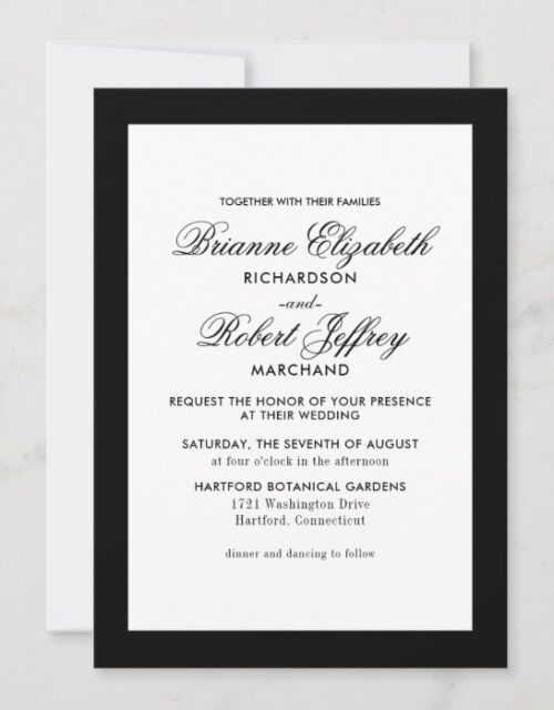 Classic Black Border Formal Wedding Invitation