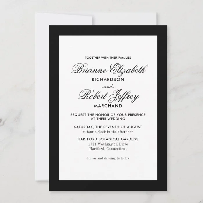 Classic Black Border Formal Wedding Invitation