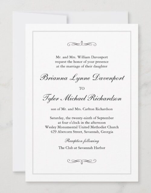 Classic Simple Elegance Wedding Invitation