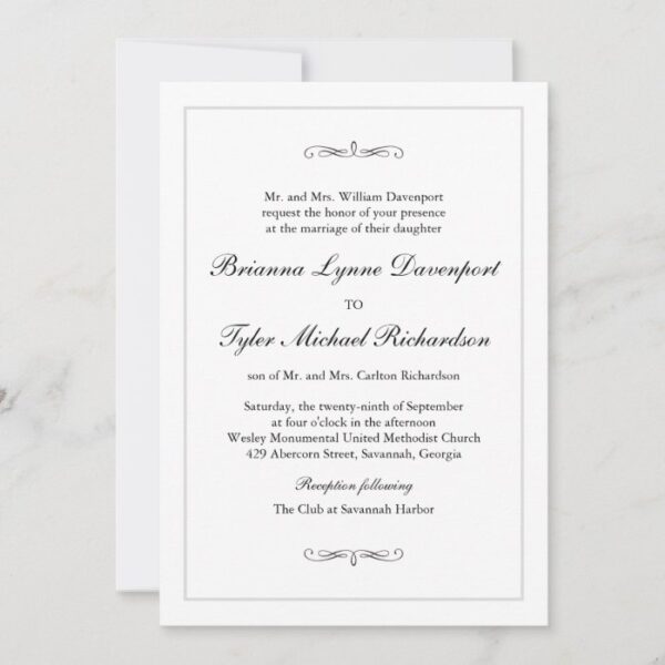Classic Simple Elegance Wedding Invitation