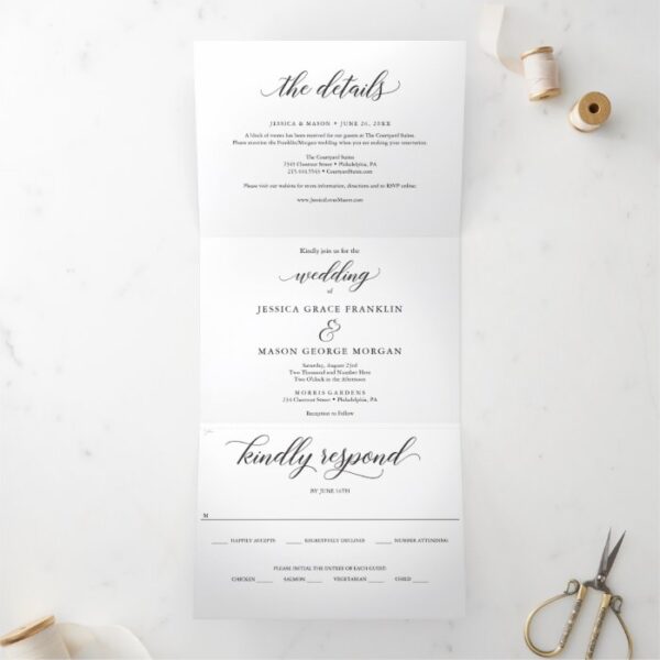 Classic Wedding Tri-Fold Invitations
