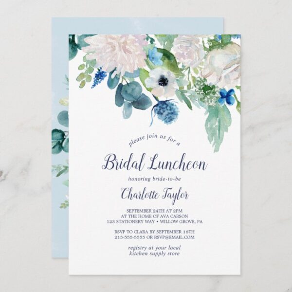 Classic White Flowers Bridal Luncheon Invitation
