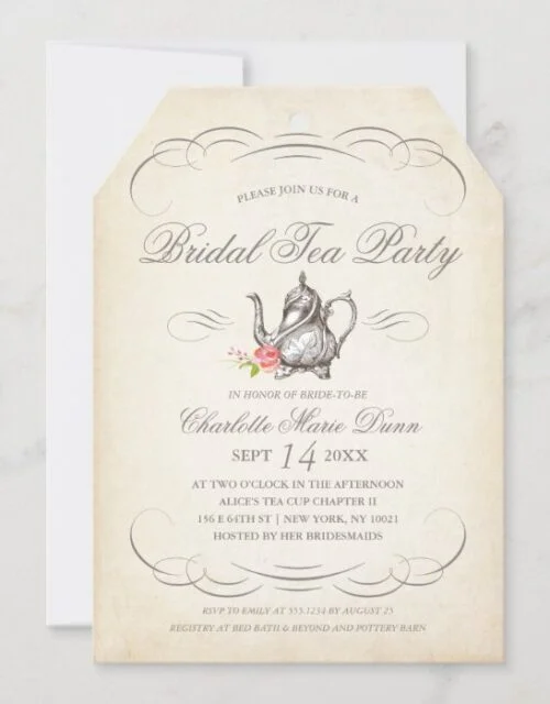 Classy Vintage Bridal Tea Party | Bridal Shower Invitation