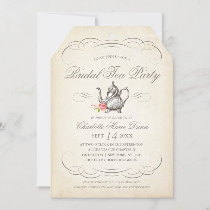 Classy Vintage Bridal Tea Party | Bridal Shower Invitation