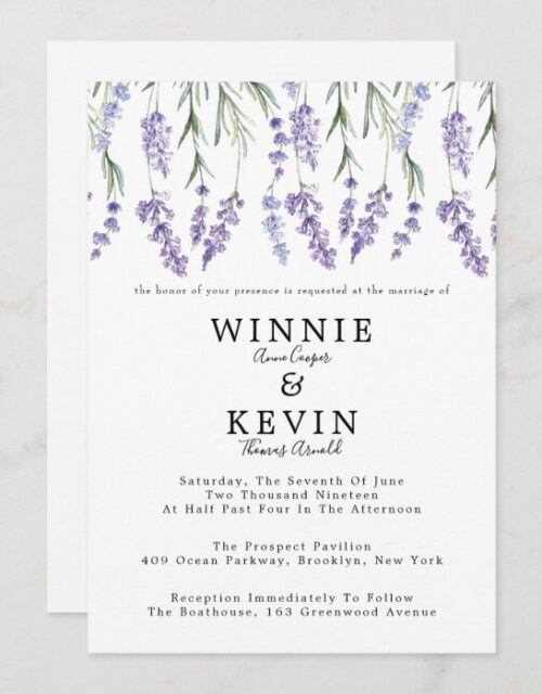 Country Lavender Wedding Invitation