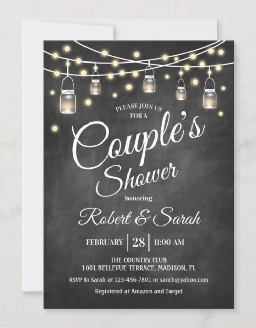 Couple's Shower - Rustic Chalkboard Invitation