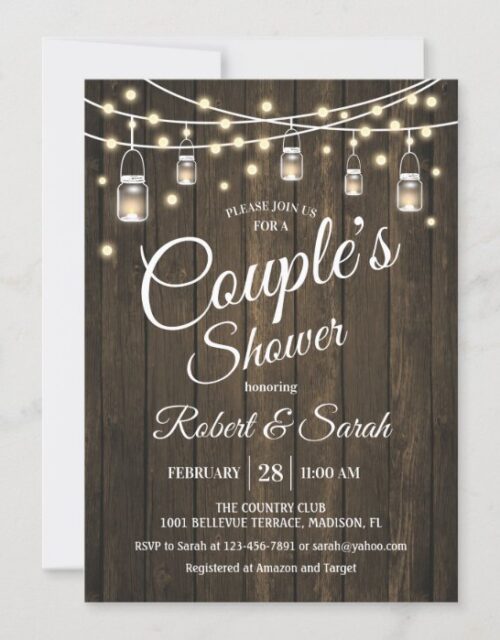 Couple's Shower - Rustic Wood Invitation