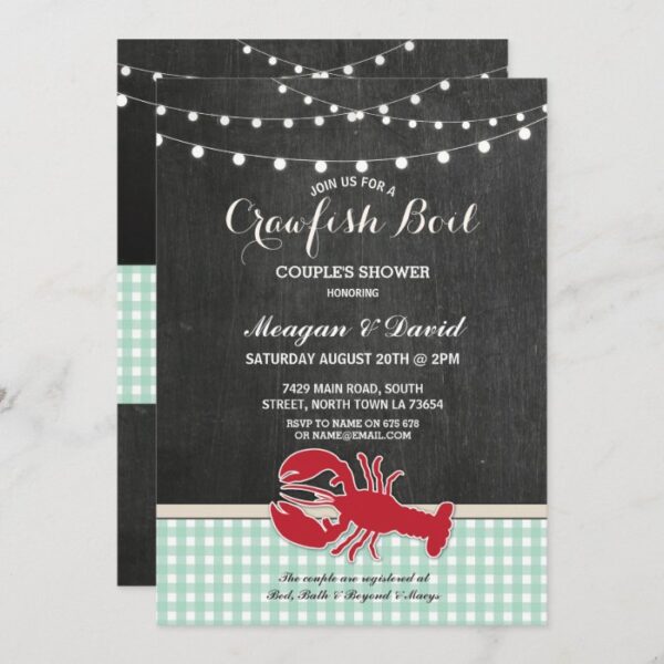 Crawfish Boil Engagement Party Check Light Lobster Invitation
