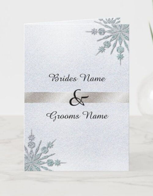 Crystal Snowflakes Wedding Folded Invitation