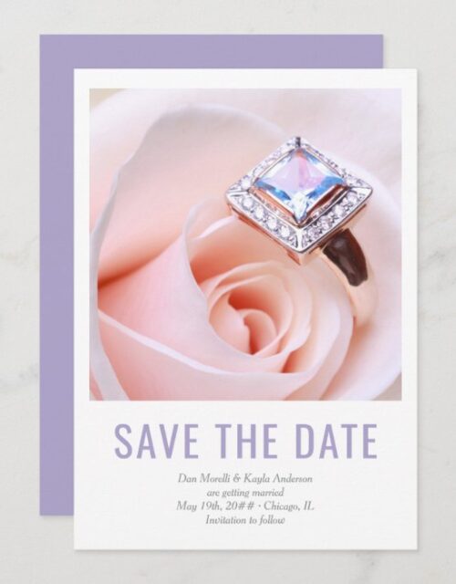Custom Engagement Ring Photo Purple Save The Date