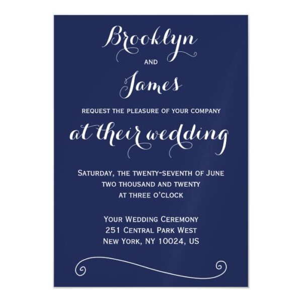 Custom Navy Blue Wedding Invitations Magnetic Card