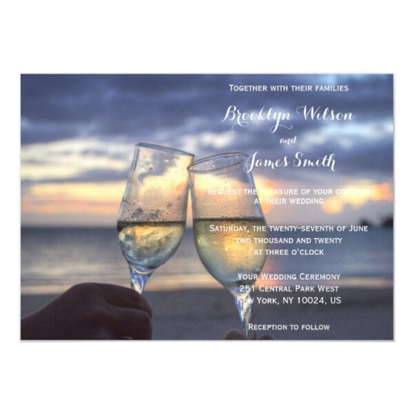 Custom Sunset On Beach Magnet Wedding Invitations