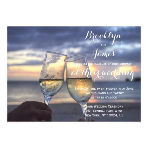 Custom Sunset On Beach Wedding Invitations Magnets