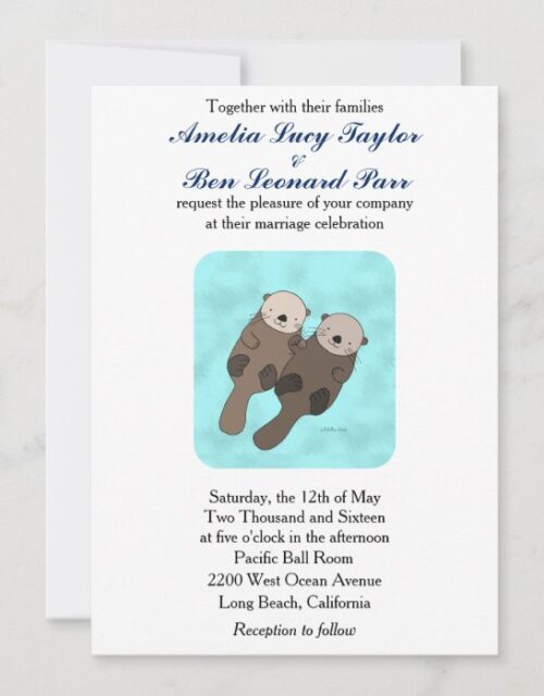 Cute Otter Wedding Invitation Otter Couple Wedding