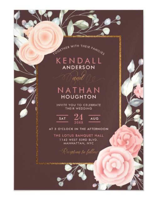 Cute Peach Watercolor Blooms Spring Wedding Magnetic Invitation
