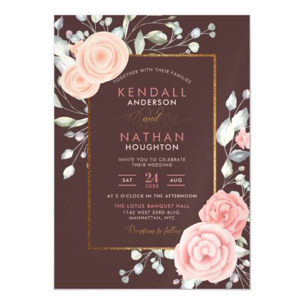 Cute Peach Watercolor Blooms Spring Wedding Magnetic Invitation