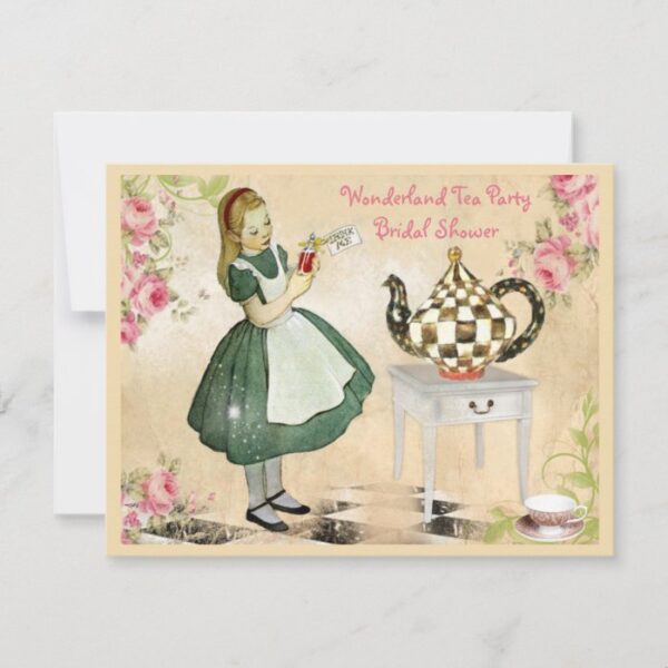 Cute Vintage Alice in Wonderland Bridal Shower Invitation