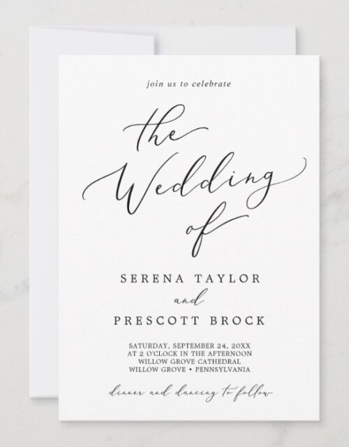 Delicate Black Calligraphy The Wedding Of Invitation