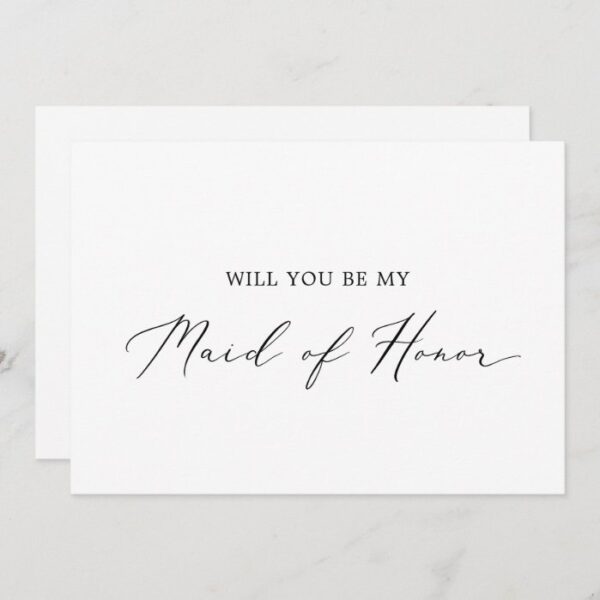 Delicate Calligraphy Maid of Honor Proposal Card