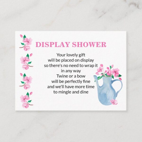 Display Shower Pink Gingham and Cherry Blossom Enclosure Card