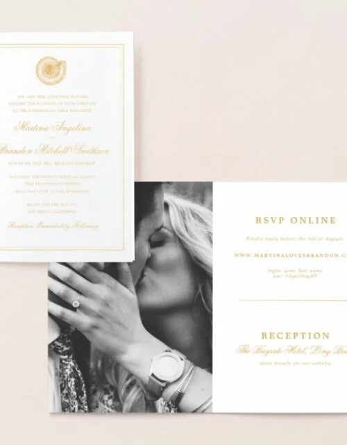 Elegant Beach Seashell Wedding Invitation Photo