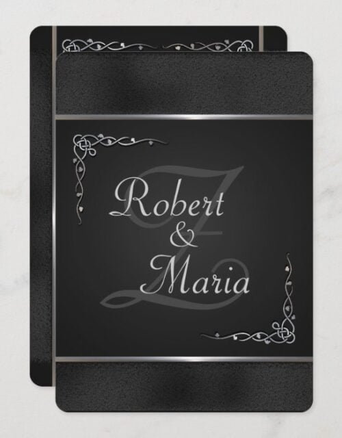 Elegant Black and Silver Wedding Invitations