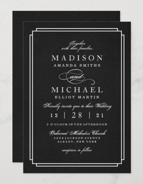 Elegant Black and White Modern Wedding Invitation