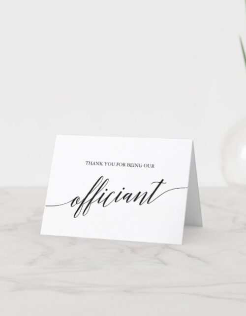 Elegant Black Calligraphy Officiant Thank You Card